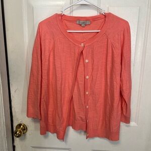 LOFT Vibrant Coral Knit Cardigan